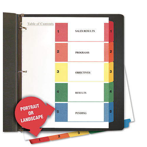 Deluxe Table Of Contents Dividers For Printers, 8-tab, 1 To 8; Table Of Contents, 11 X 8.5, White, 6 Sets