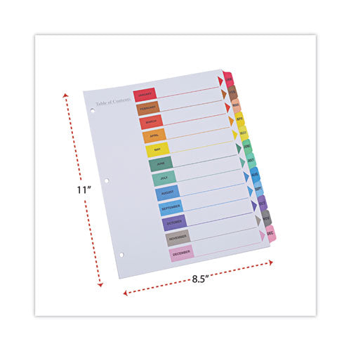 Deluxe Table Of Contents Dividers For Printers, 12-tab, Jan. To Dec., 11 X 8.5, White, 1 Set