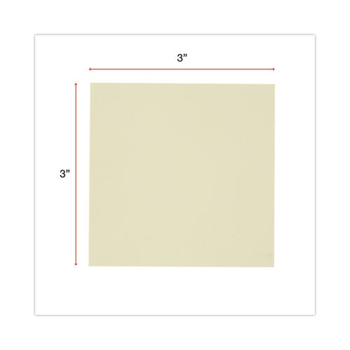 Recycled Self-stick Note Pads, 3" X 3", Yellow, 100 Sheets/pad, 18 Pads/pack