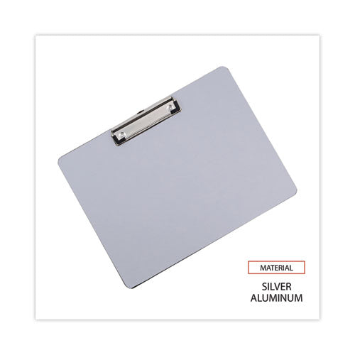 Plastic Brushed Aluminum Clipboard, Landscape Orientation, 0.5" Clip Capacity, Holds 11 X 8.5 Sheets, Silver