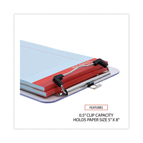 Plastic Clipboard With Low Profile Clip, 0.5" Clip Capacity, Holds 5 X 8 Sheets, Clear