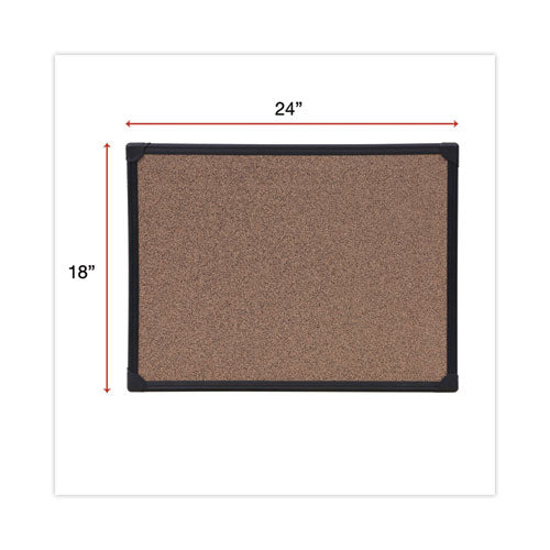 Tech Cork Board, 24 X 18, Cork Surface, Black Aluminum Frame
