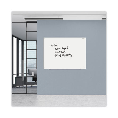 Frameless Glass Marker Board, 48 X 36, White Surface