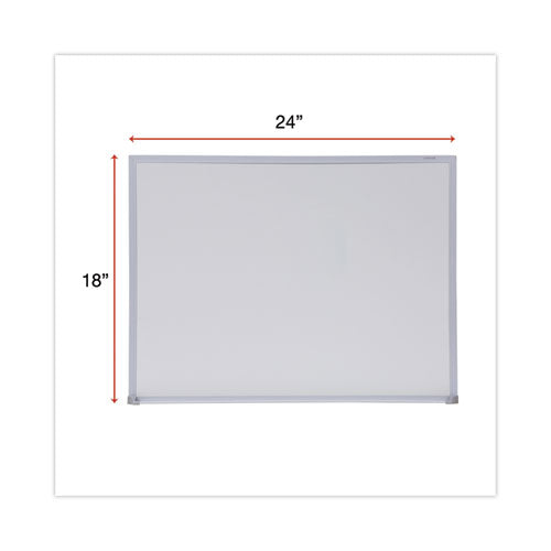 Melamine Dry Erase Board With Aluminum Frame, 24 X 18, White Surface, Anodized Aluminum Frame