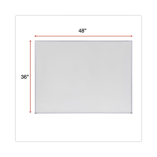 Melamine Dry Erase Board With Aluminum Frame, 48 X 36, White Surface, Anodized Aluminum Frame