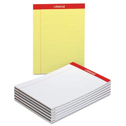 Perforated Ruled Writing Pads, Narrow Rule, Red Headband, 50 Canary-yellow 5 X 8 Sheets, Dozen