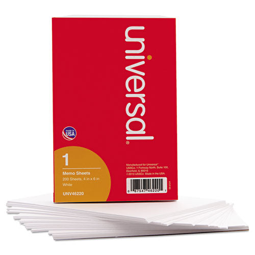 Loose White Memo Sheets, 4 X 6, Unruled, Plain White, 500/pack