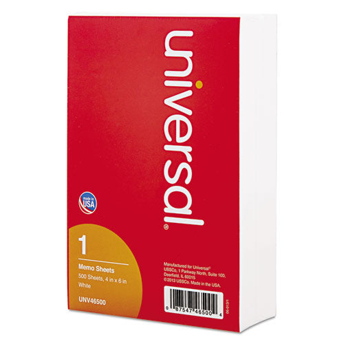 Loose White Memo Sheets, 4 X 6, Unruled, Plain White, 500/pack