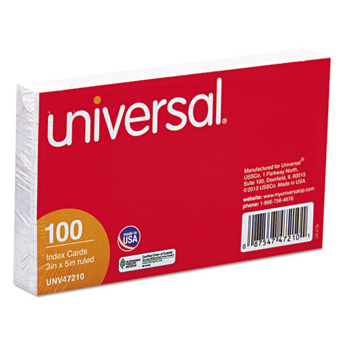 Ruled Index Cards, 3 X 5, White, 100/pack