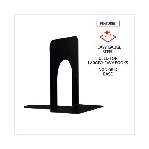 Economy Bookends, Nonskid, 4.75 X 5.25 X 5, Heavy Gauge Steel, Black, 1 Pair