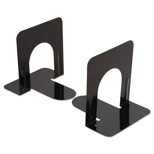 Economy Bookends, Nonskid, 4.75 X 5.25 X 5, Heavy Gauge Steel, Black, 1 Pair