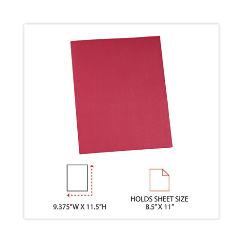 Two-pocket Portfolio, Embossed Leather Grain Paper, 11 X 8.5, Red, 25/box