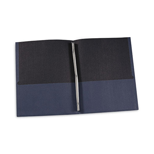 Two-pocket Portfolios With Tang Fasteners, 0.5" Capacity, 11 X 8.5, Dark Blue, 25/box