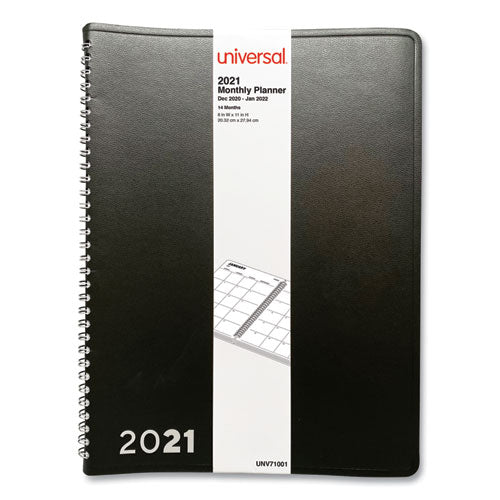 Monthly Planner, 11 X 8, Black Cover, 14-month, Dec 2022 Through Jan 2024