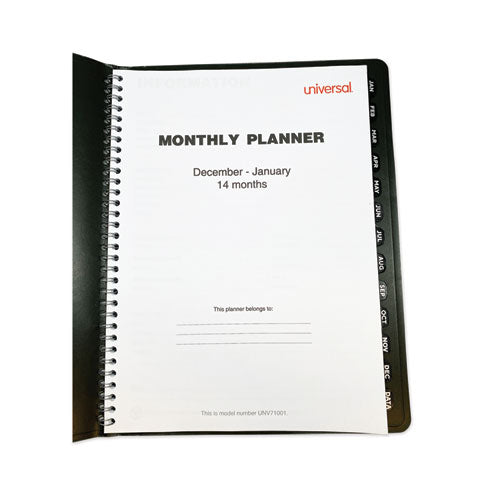 Monthly Planner, 11 X 8, Black Cover, 14-month, Dec 2022 Through Jan 2024