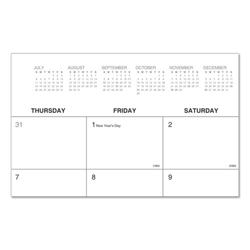 Desk Pad Calendar, 22 X 17, White/black Sheets, Black Binding, Clear Corners, 12-month (jan To Dec): 2023