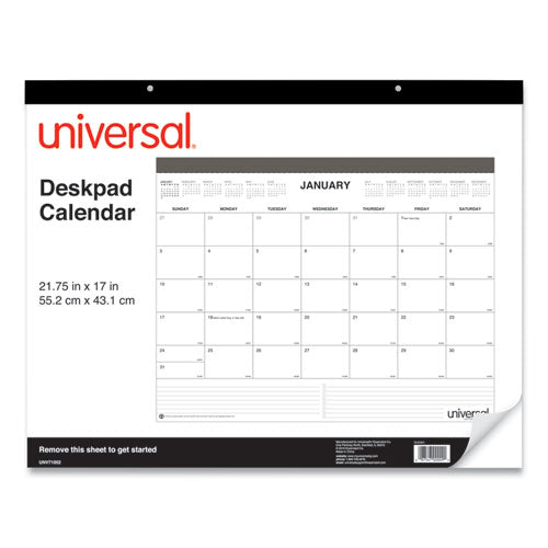 Desk Pad Calendar, 22 X 17, White/black Sheets, Black Binding, Clear Corners, 12-month (jan To Dec): 2023