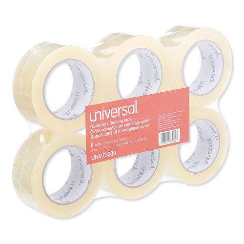 Quiet Tape Box Sealing Tape, 3" Core, 1.88" X 109 Yds, Clear, 6/pack