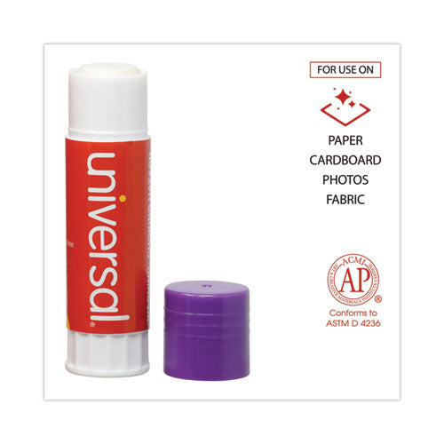 Glue Stick, 1.3 Oz, Applies Purple, Dries Clear, 12/pack