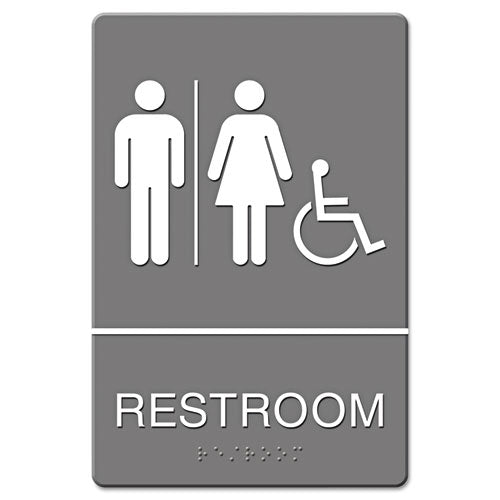 Ada Sign, Employees Must Wash Hands... Tactile Symbol/braille, 6 X 9, Gray