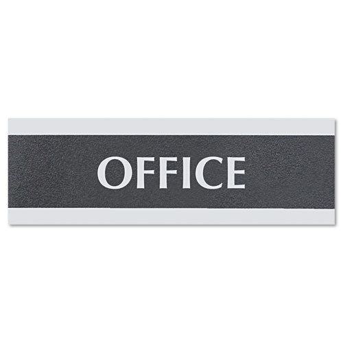 Century Series Office Sign, No Smoking, 9 X 3, Black/silver