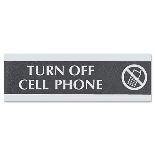 Century Series Office Sign, No Smoking, 9 X 3, Black/silver