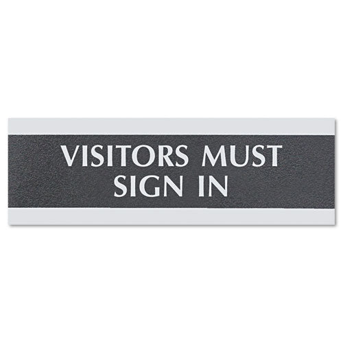 Century Series Office Sign, No Soliciting, 9 X 3, Black/silver