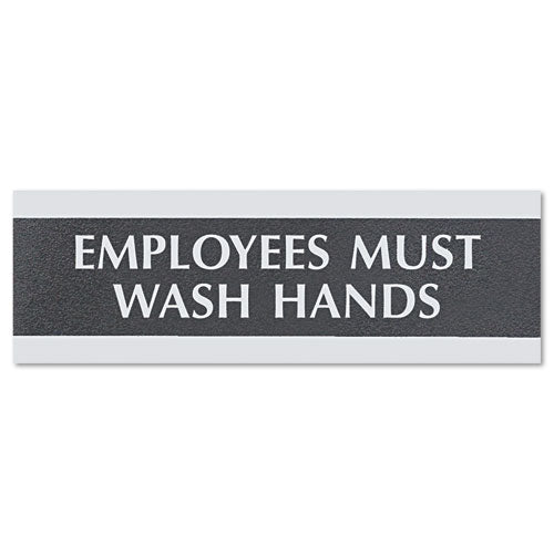 Century Series Office Sign, Visitors Must Sign In, 9 X 3, Black/silver