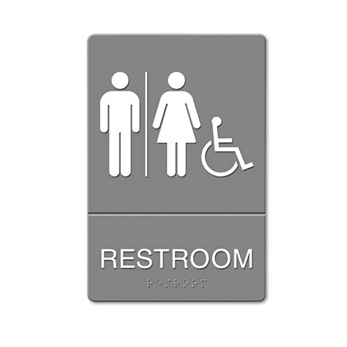 Ada Sign, Restroom/wheelchair Accessible Tactile Symbol, Molded Plastic, 6 X 9