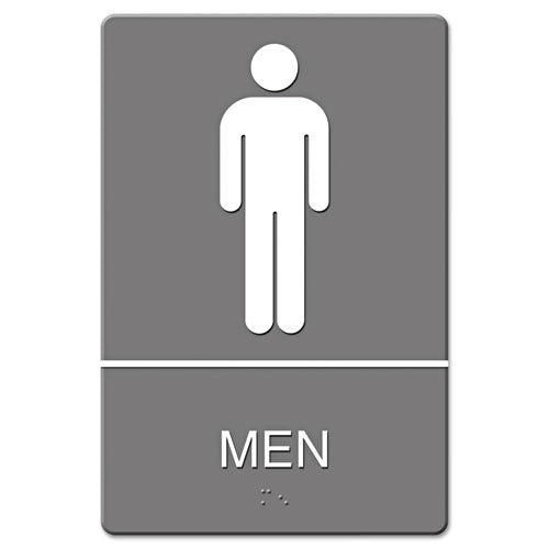 Ada Sign, Restroom Symbol Tactile Graphic, Molded Plastic, 6 X 9, Gray