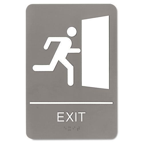 Ada Sign, Men Restroom Symbol W/tactile Graphic, Molded Plastic, 6 X 9, Gray