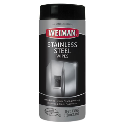 Stainless Steel Wipes, 1-ply, 7 X 8, White, 30/canister, 4 Canisters/carton