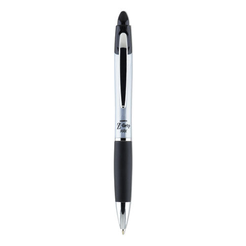 Z-grip Max Ballpoint Pen, Retractable, Medium 1 Mm, Red Ink, Silver Barrel, 12/pack