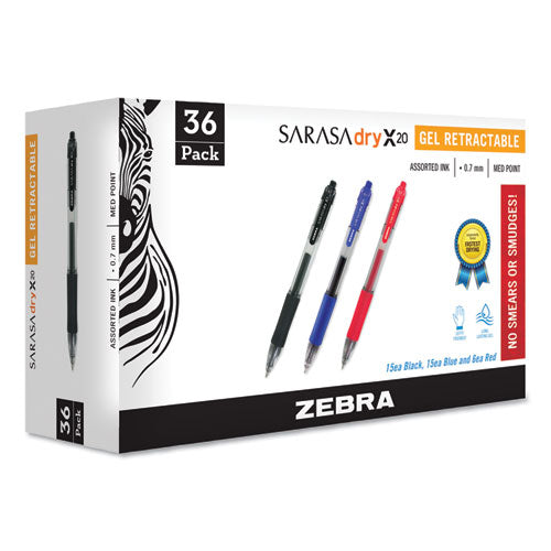 Sarasa Dry Gel X20 Gel Pen, Retractable, Medium 0.7 Mm, Assorted Ink And Barrel Colors, 14/pack