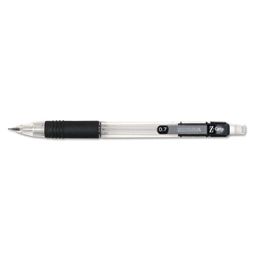 Z-grip Mechanical Pencil, 0.5 Mm, Hb (#2.5), Black Lead, Clear/black Grip Barrel, Dozen