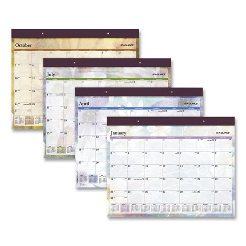 Dreams Desk Pad Calendar, Seasonal Artwork, 21.75 X 17, White/multicolor Sheets, Purple Binding, 12-month (jan To Dec): 2024
