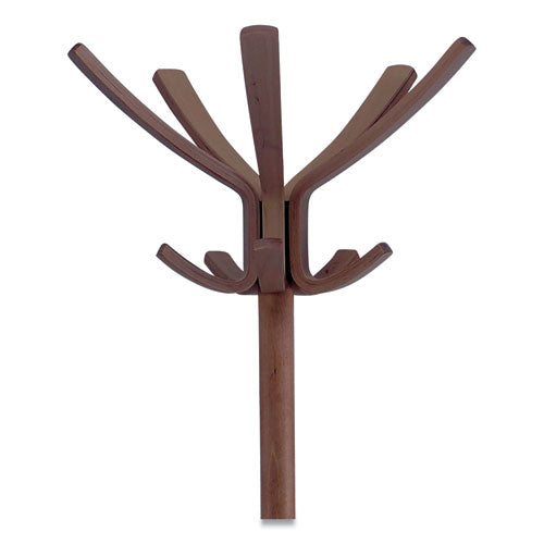 Cafe Wood Coat Stand, Ten Peg/five Hook, 21.67w X 21.67d X 69.33h, Espresso Brown