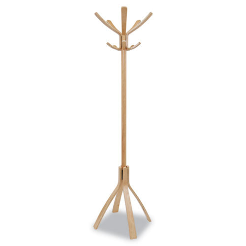 Cafe Wood Coat Stand, Ten Peg/five Hook, 21.67w X 21.67d X 69.33h, Espresso Brown