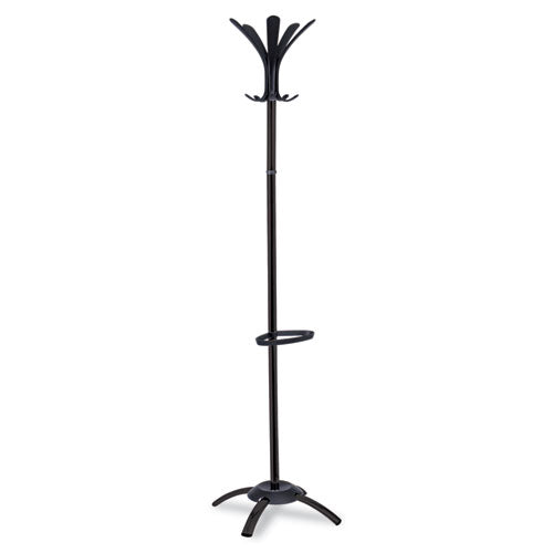 Cleo Coat Stand, Stand Alone Rack, Ten Knobs, Steel/plastic, 19.75w X 19.75d X 68.9h, Black