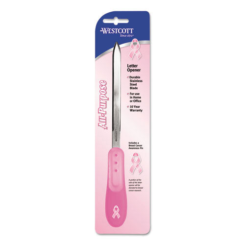 Pink Ribbon Stainless Steel Letter Opener, 9", Pink