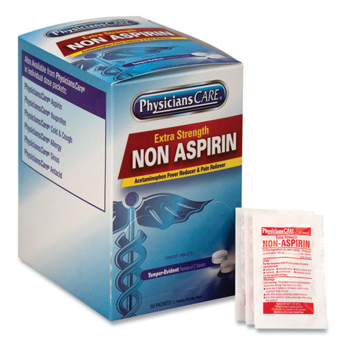 Acetaminofén sin aspirina, paquete de dos, 50 paquetes/caja