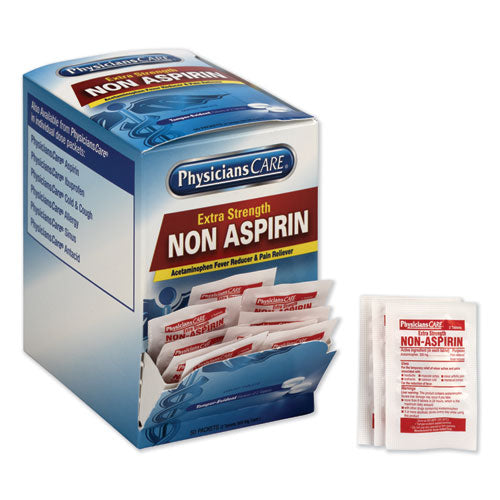 Acetaminofén sin aspirina, paquete de dos, 50 paquetes/caja