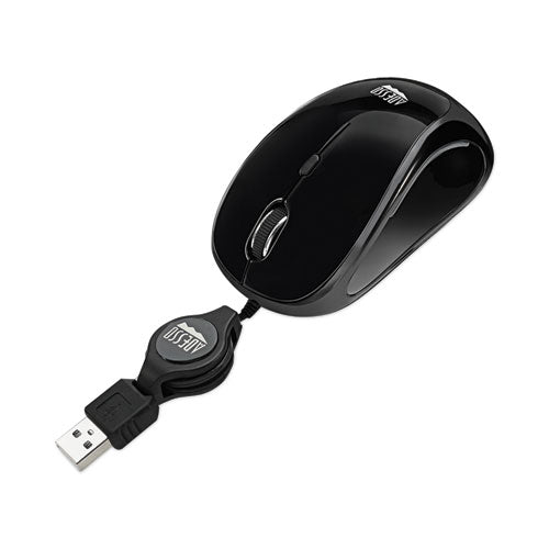 Ratón retráctil iluminado, USB 2.0, uso con la mano izquierda/derecha, negro