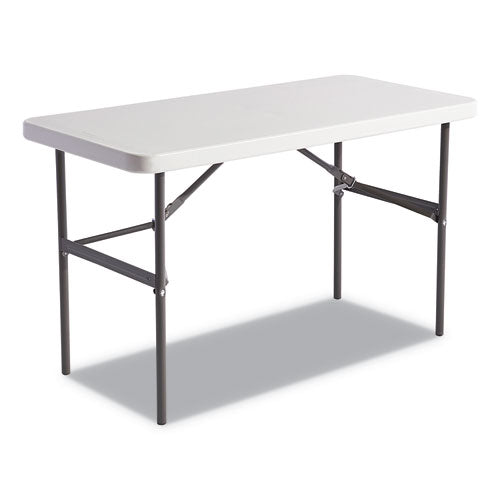 Resin Rectangular Folding Table, Square Edge, 96w X 30d X 29h, Platinum