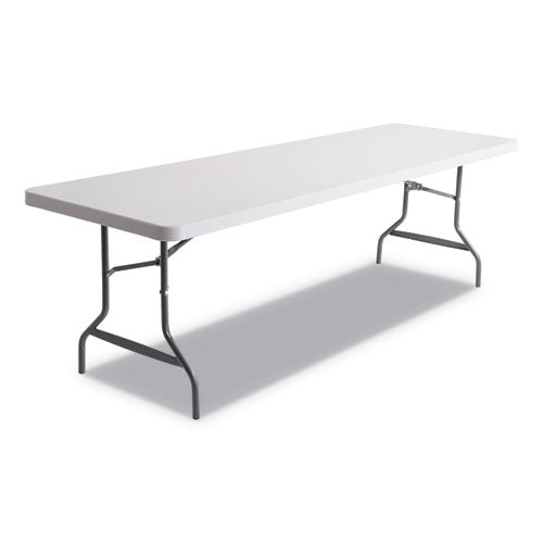 Mesa plegable para banquetes, rectangular, borde radial, 48 de ancho x 24 de profundidad x 29 de alto, platino/carbón