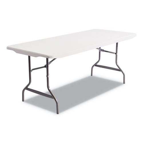 Mesa plegable para banquetes, rectangular, borde radial, 48 de ancho x 24 de profundidad x 29 de alto, platino/carbón