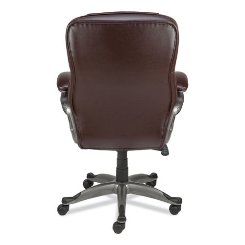 Silla de trabajo con respaldo alto Alera Birns Series, soporta hasta 250 lb, altura del asiento de 18.11" a 22.05", asiento/respaldo marrón, base cromada
