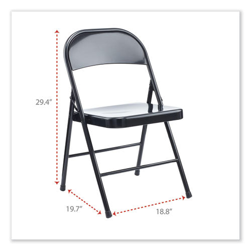 Armless Steel Folding Chair, Supports Up To 275 Lb, Black Seat, Black Back, Black Base, 4/carton