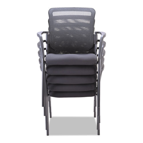 Silla apilable de malla para invitados Alera, 26" x 25.6" x 36.2", asiento negro, respaldo negro, base negra