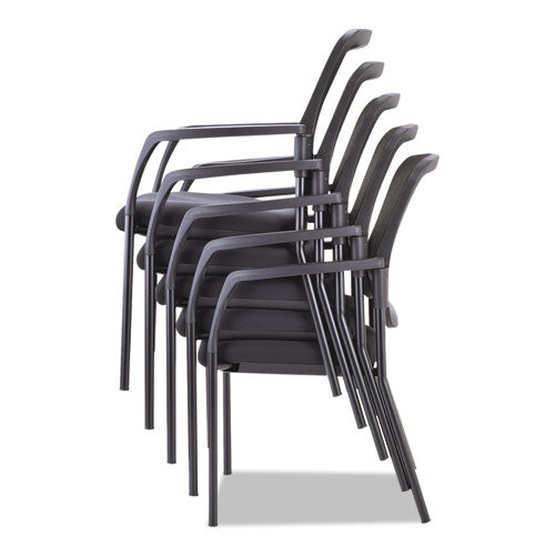 Silla apilable de malla para invitados Alera, 26" x 25.6" x 36.2", asiento negro, respaldo negro, base negra
